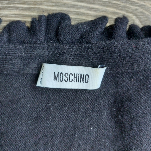 Moschino black cashmere wool blend knit sweater with ruffle knit detail Vintage - Picture 2 of 7